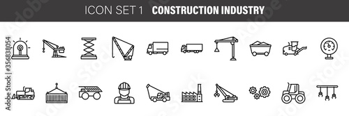 Engineering and Construction industry line icon set. Vector illustration
