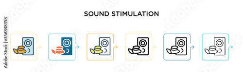 Sound stimulation vector icon in 6 different modern styles. Black, two colored sound stimulation icons designed in filled, outline, line and stroke style. Vector illustration can be used for web,
