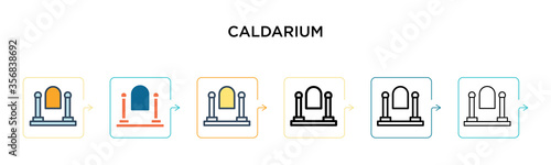 Caldarium vector icon in 6 different modern styles. Black, two colored caldarium icons designed in filled, outline, line and stroke style. Vector illustration can be used for web, mobile, ui