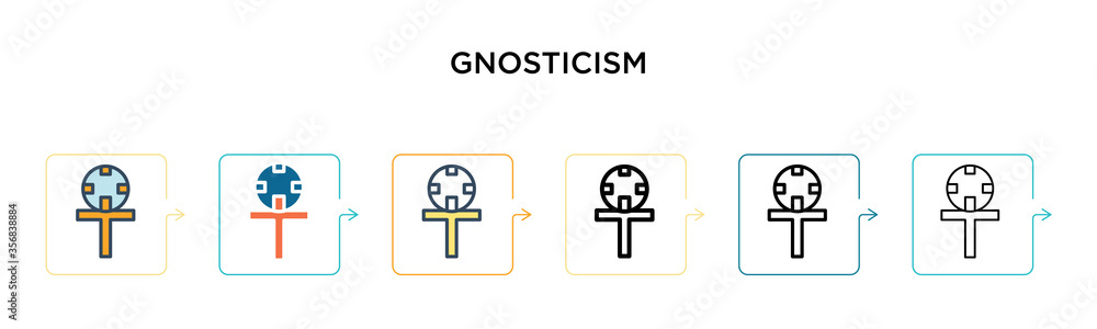 Gnosticism vector icon in 6 different modern styles. Black, two colored gnosticism icons designed in filled, outline, line and stroke style. Vector illustration can be used for web, mobile, ui Gnosticism vector icon in 6 different modern styles. Black, two colored gnosticism icons designed in filled, outline, line and stroke style. Vector illustration can be used for web, mobile, ui