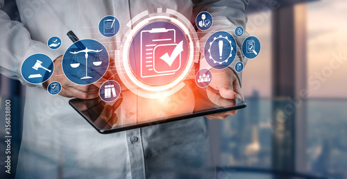 Fotografija Compliance rule law and regulation graphic interface for business quality policy planning to meet international standard