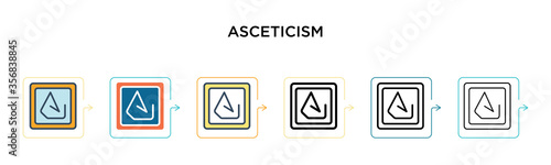 Asceticism vector icon in 6 different modern styles. Black, two colored asceticism icons designed in filled, outline, line and stroke style. Vector illustration can be used for web, mobile, ui