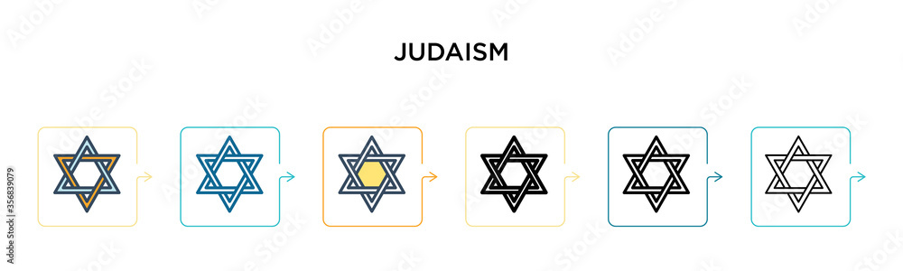 Judaism vector icon in 6 different modern styles. Black, two colored judaism icons designed in filled, outline, line and stroke style. Vector illustration can be used for web, mobile, ui Judaism vector icon in 6 different modern styles. Black, two colored judaism icons designed in filled, outline, line and stroke style. Vector illustration can be used for web, mobile, ui