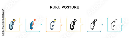 Ruku posture vector icon in 6 different modern styles. Black, two colored ruku posture icons designed in filled, outline, line and stroke style. Vector illustration can be used for web, mobile, ui