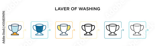 Laver of washing vector icon in 6 different modern styles. Black, two colored laver of washing icons designed in filled, outline, line and stroke style. Vector illustration can be used for web,