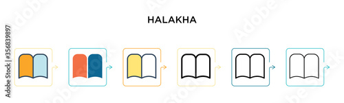 Halakha vector icon in 6 different modern styles. Black, two colored halakha icons designed in filled, outline, line and stroke style. Vector illustration can be used for web, mobile, ui photo