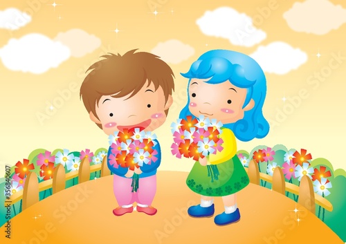 kids holding flowers