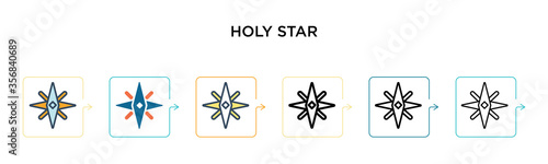 Holy star vector icon in 6 different modern styles. Black, two colored holy star icons designed in filled, outline, line and stroke style. Vector illustration can be used for web, mobile, ui