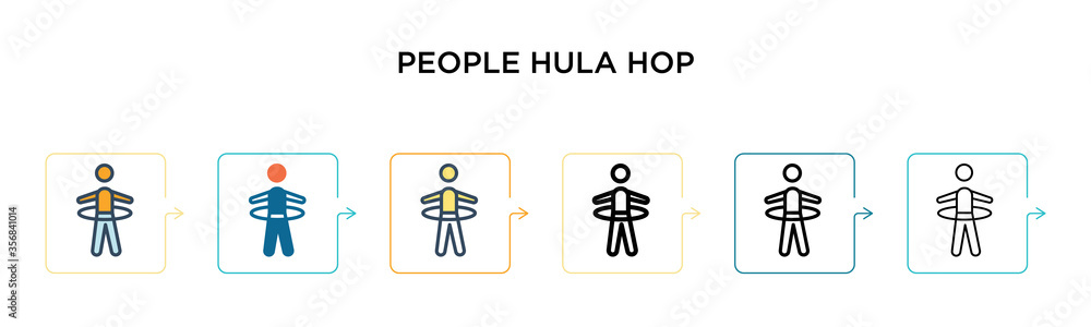 People hula hop vector icon in 6 different modern styles. Black, two colored people hula hop icons designed in filled, outline, line and stroke style. Vector illustration can be used for web, mobile, People hula hop vector icon in 6 different modern styles. Black, two colored people hula hop icons designed in filled, outline, line and stroke style. Vector illustration can be used for web, mobile,