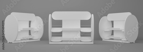 Blank Product Display Shelf. Mockup, Mock Up, Template. On White Background Isolated. 3D Illustration photo