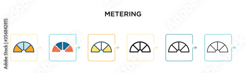 Metering vector icon in 6 different modern styles. Black, two colored metering icons designed in filled, outline, line and stroke style. Vector illustration can be used for web, mobile, ui