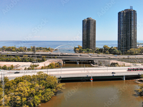 Photography Aerial view of the Humber River during spring in Toronto