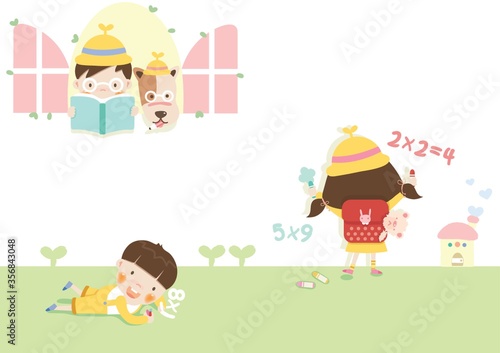 children studying