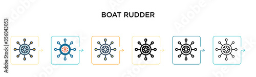 Boat rudder vector icon in 6 different modern styles. Black, two colored boat rudder icons designed in filled, outline, line and stroke style. Vector illustration can be used for web, mobile, ui