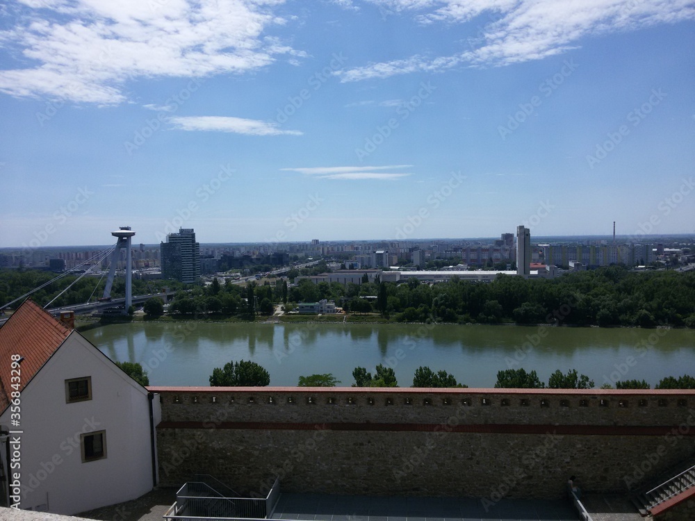 Fototapeta premium bridge over the Danube river in the city Bratislava Slovakia