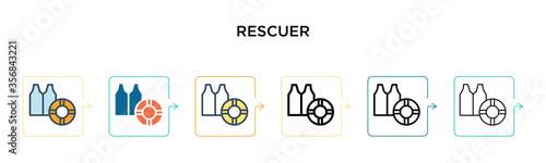 Rescuer vector icon in 6 different modern styles. Black, two colored rescuer icons designed in filled, outline, line and stroke style. Vector illustration can be used for web, mobile, ui
