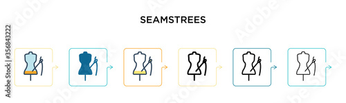 Seamstrees vector icon in 6 different modern styles. Black, two colored seamstrees icons designed in filled, outline, line and stroke style. Vector illustration can be used for web, mobile, ui photo