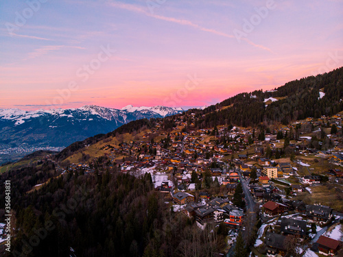 Sunrise in the village of Villars