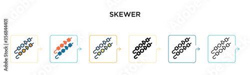 Skewer vector icon in 6 different modern styles. Black, two colored skewer icons designed in filled, outline, line and stroke style. Vector illustration can be used for web, mobile, ui