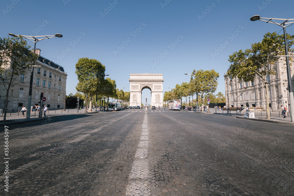 Panoramic view of the Arch of Triumph, Paris, France
