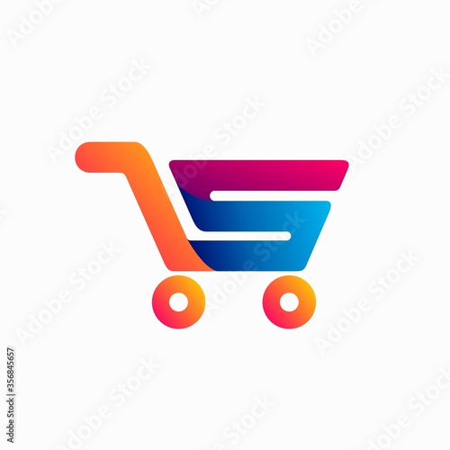 shopping cart logo design, letter s logo