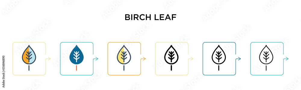 Birch leaf vector icon in 6 different modern styles. Black, two colored birch leaf icons designed in filled, outline, line and stroke style. Vector illustration can be used for web, mobile, ui Birch leaf vector icon in 6 different modern styles. Black, two colored birch leaf icons designed in filled, outline, line and stroke style. Vector illustration can be used for web, mobile, ui