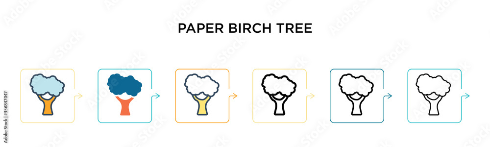 Paper birch tree vector icon in 6 different modern styles. Black, two colored paper birch tree icons designed in filled, outline, line and stroke style. Vector illustration can be used for web, Paper birch tree vector icon in 6 different modern styles. Black, two colored paper birch tree icons designed in filled, outline, line and stroke style. Vector illustration can be used for web,