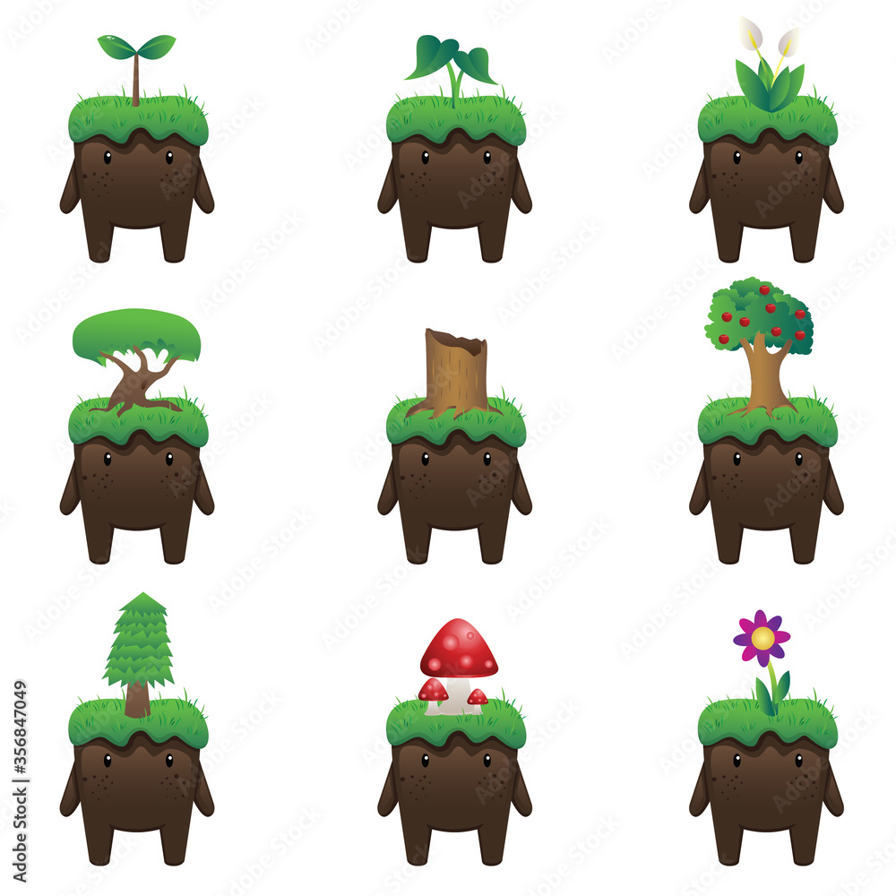 Fototapeta premium set of cartoon trees
