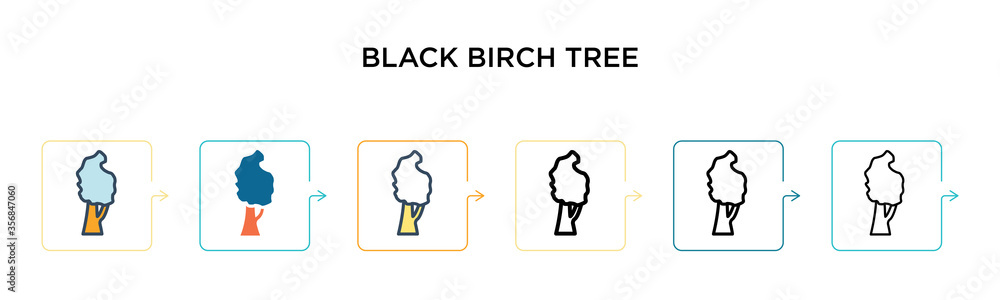 Black birch tree vector icon in 6 different modern styles. Black, two colored black birch tree icons designed in filled, outline, line and stroke style. Vector illustration can be used for web, Black birch tree vector icon in 6 different modern styles. Black, two colored black birch tree icons designed in filled, outline, line and stroke style. Vector illustration can be used for web,