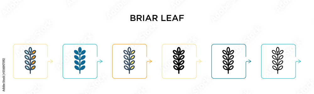Briar leaf vector icon in 6 different modern styles. Black, two colored briar leaf icons designed in filled, outline, line and stroke style. Vector illustration can be used for web, mobile, ui