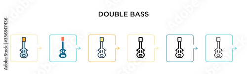 Double bass vector icon in 6 different modern styles. Black, two colored double bass icons designed in filled, outline, line and stroke style. Vector illustration can be used for web, mobile, ui