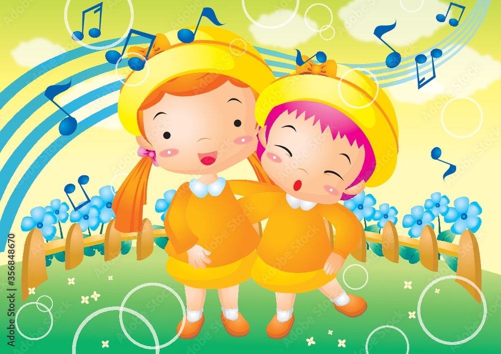 Fototapeta premium girls singing a song