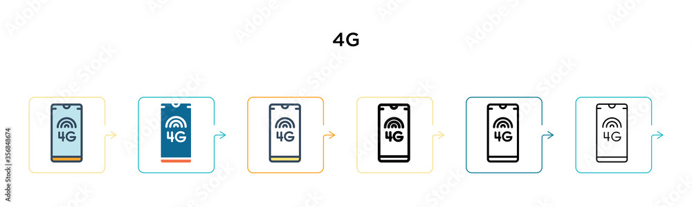 4g vector icon in 6 different modern styles. Black, two colored 4g icons designed in filled, outline, line and stroke style. Vector illustration can be used for web, mobile, ui 4g vector icon in 6 different modern styles. Black, two colored 4g icons designed in filled, outline, line and stroke style. Vector illustration can be used for web, mobile, ui