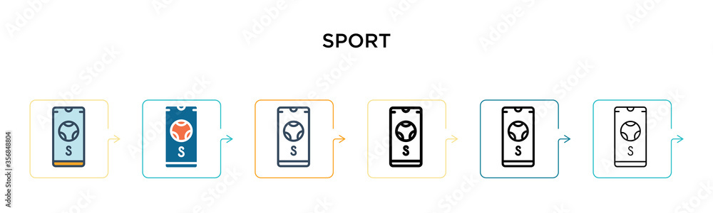 Sport vector icon in 6 different modern styles. Black, two colored sport icons designed in filled, outline, line and stroke style. Vector illustration can be used for web, mobile, ui Sport vector icon in 6 different modern styles. Black, two colored sport icons designed in filled, outline, line and stroke style. Vector illustration can be used for web, mobile, ui