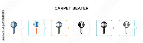 Carpet beater vector icon in 6 different modern styles. Black, two colored carpet beater icons designed in filled, outline, line and stroke style. Vector illustration can be used for web, mobile, ui