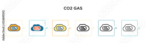 Co2 gas vector icon in 6 different modern styles. Black, two colored co2 gas icons designed in filled, outline, line and stroke style. Vector illustration can be used for web, mobile, ui