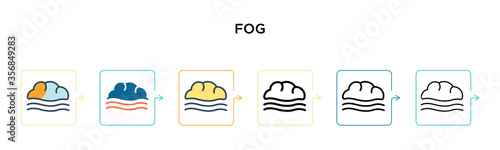 Fog vector icon in 6 different modern styles. Black, two colored fog icons designed in filled, outline, line and stroke style. Vector illustration can be used for web, mobile, ui