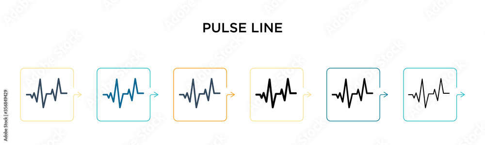 Pulse line vector icon in 6 different modern styles. Black, two colored pulse line icons designed in filled, outline, line and stroke style. Vector illustration can be used for web, mobile, ui Pulse line vector icon in 6 different modern styles. Black, two colored pulse line icons designed in filled, outline, line and stroke style. Vector illustration can be used for web, mobile, ui