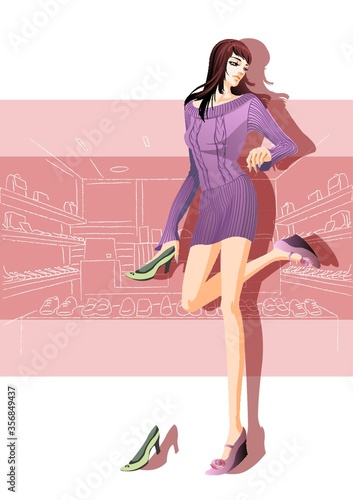 fashionable woman with shoes