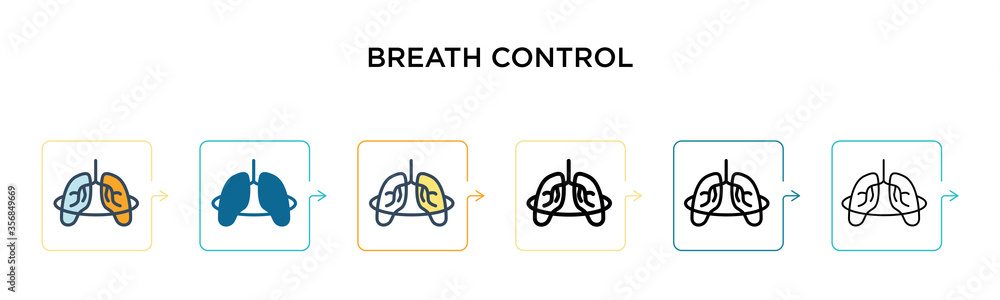 Breath control vector icon in 6 different modern styles. Black, two colored breath control icons designed in filled, outline, line and stroke style. Vector illustration can be used for web, mobile, ui Breath control vector icon in 6 different modern styles. Black, two colored breath control icons designed in filled, outline, line and stroke style. Vector illustration can be used for web, mobile, ui