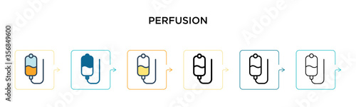 Perfusion vector icon in 6 different modern styles. Black, two colored perfusion icons designed in filled, outline, line and stroke style. Vector illustration can be used for web, mobile, ui