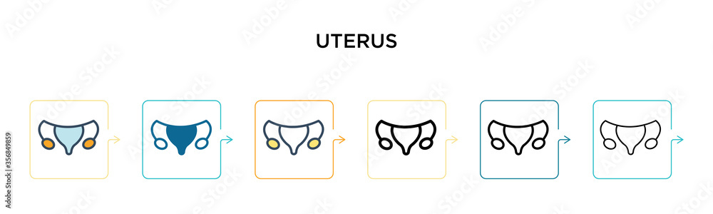 Uterus vector icon in 6 different modern styles. Black, two colored uterus icons designed in filled, outline, line and stroke style. Vector illustration can be used for web, mobile, ui Uterus vector icon in 6 different modern styles. Black, two colored uterus icons designed in filled, outline, line and stroke style. Vector illustration can be used for web, mobile, ui