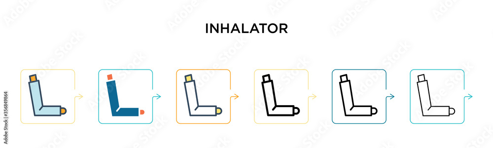 Inhalator vector icon in 6 different modern styles. Black, two colored inhalator icons designed in filled, outline, line and stroke style. Vector illustration can be used for web, mobile, ui Inhalator vector icon in 6 different modern styles. Black, two colored inhalator icons designed in filled, outline, line and stroke style. Vector illustration can be used for web, mobile, ui