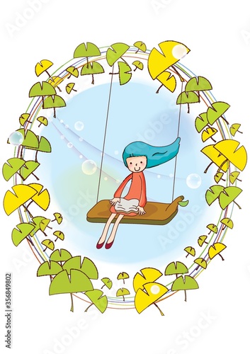 girl having fun on swing