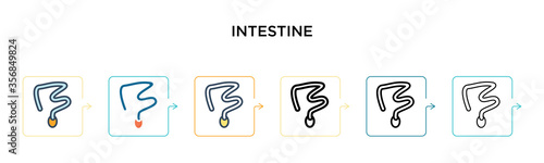 Intestine vector icon in 6 different modern styles. Black, two colored intestine icons designed in filled, outline, line and stroke style. Vector illustration can be used for web, mobile, ui