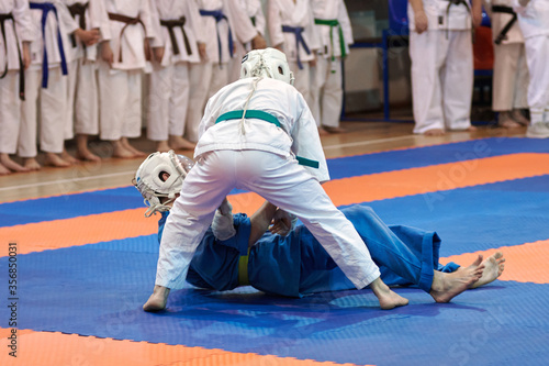 martial arts, wrestling on a tatami, two rivals