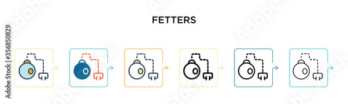 Fetters vector icon in 6 different modern styles. Black, two colored fetters icons designed in filled, outline, line and stroke style. Vector illustration can be used for web, mobile, ui