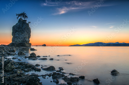 Siwash Rock Sunset, Stanley Park, English Bay, Vancouver photo