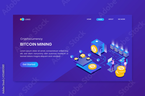 Blockchain Technology Isometric Landing