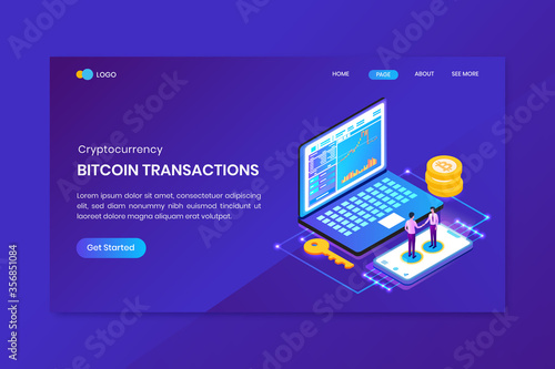 Blockchain Technology Isometric Landing